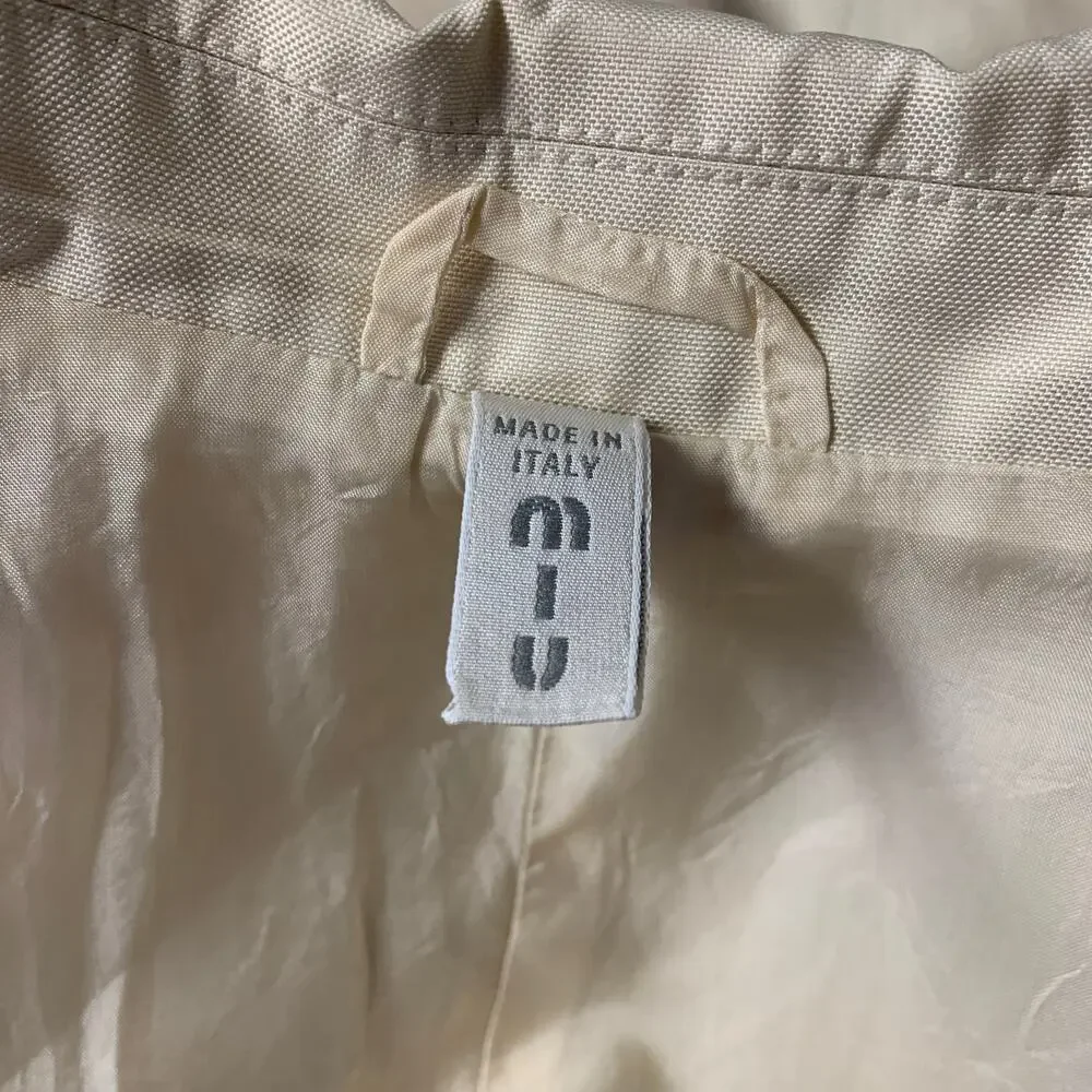 MIU MIU Chest Size 38 Cream 98339 Solid Cotton/polyester Notch Lapel Sport Coat